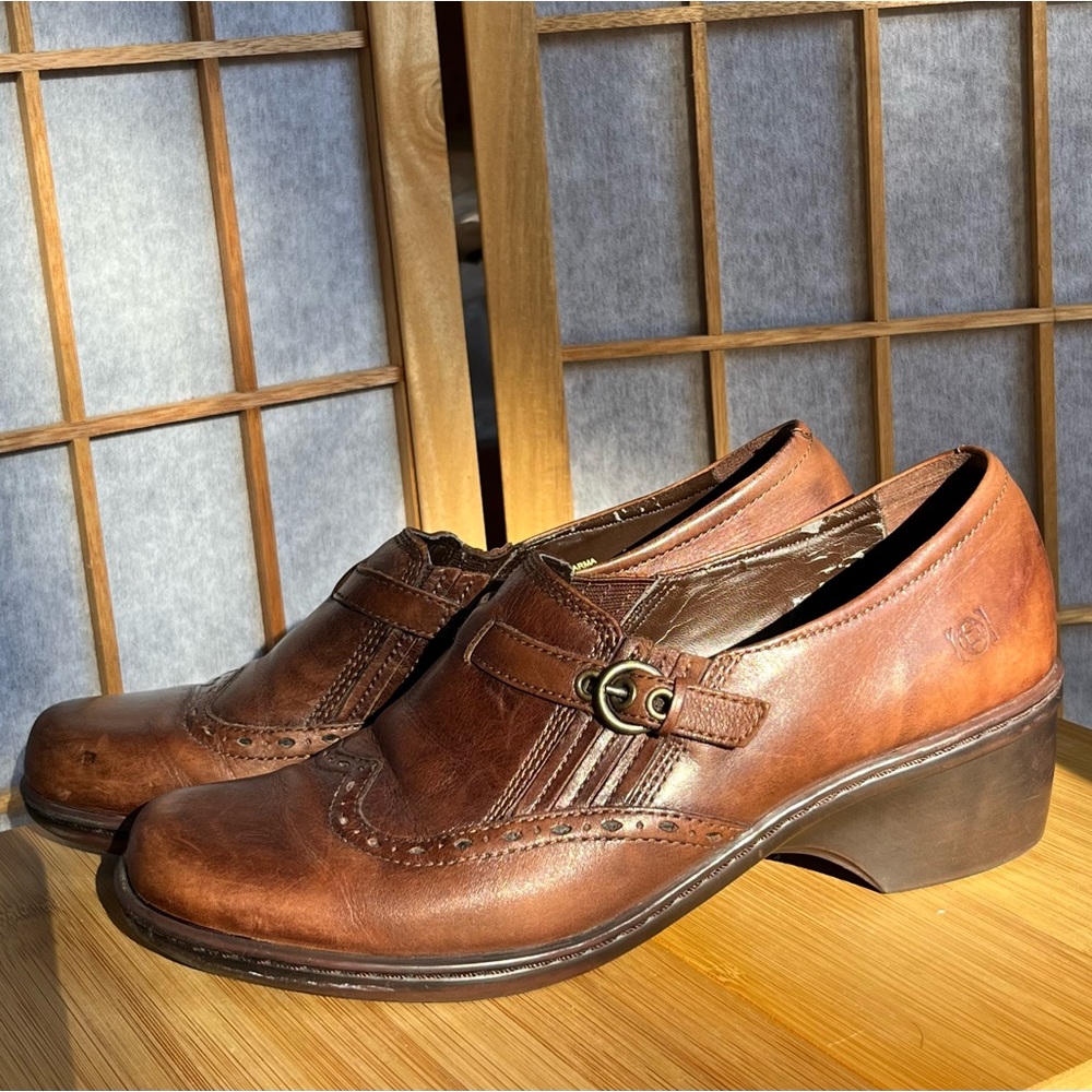 Earth Origins Brown Leather Clogs